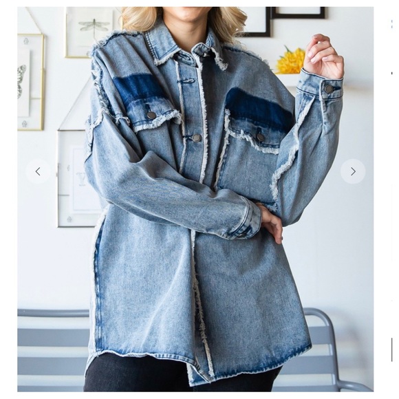 36 Fabulous Color block denim wash Jean Jacket - Picture 2 of 8